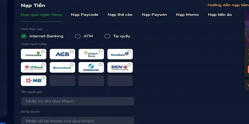 Nạp tiền PG99 qua chuyển khoản ngân hàng